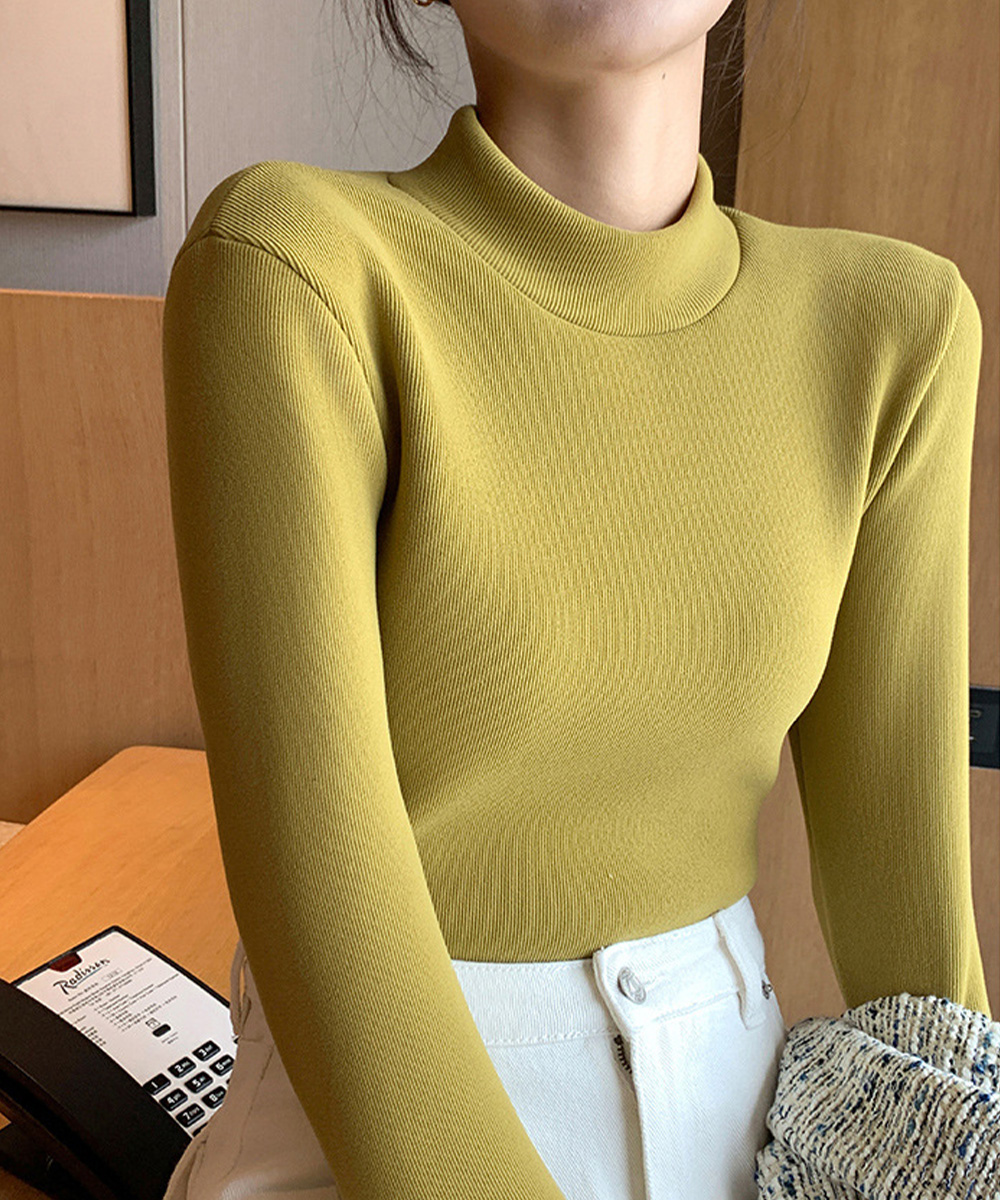 ブルベ服　裏起毛ニット長袖インナー保温カットソー（ブルベ夏向け・ブルベ冬向け）