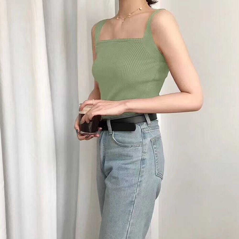 ブルベ服　スクエアネック リブニット タンクトップ Tシャツ（ブルベ夏向け・ブルベ冬向け）