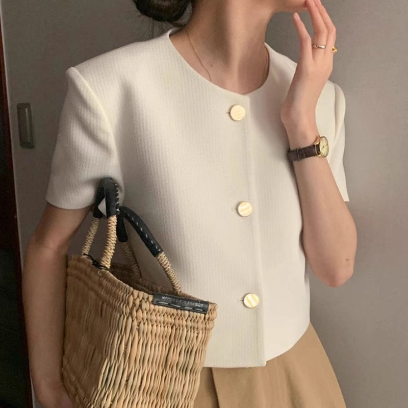 ブルベ服　半袖ショート丈ジャケット上品カジュアルアウター（ブルベ夏向け・ブルベ冬向け）