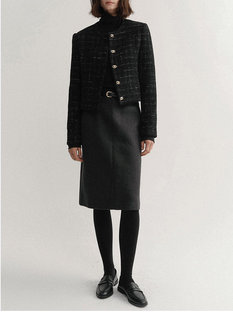 ブルベ夏/ブルベ冬服　ベルト付き台形膝丈スカート