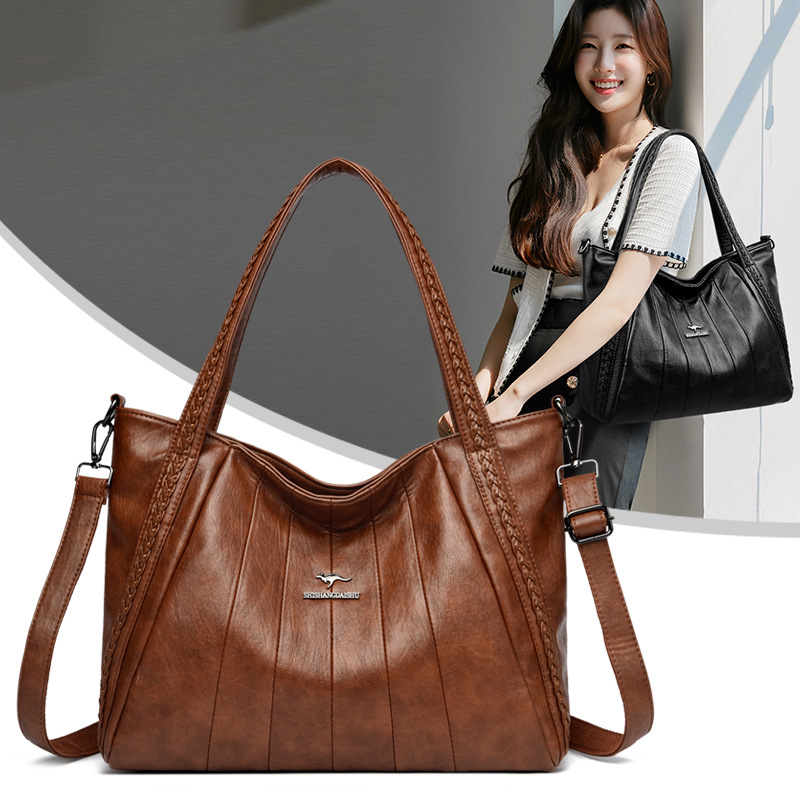 ブルベ夏/ブルベ冬バッグ　 縦ラインステッチ付き二通り使いトートバッグ