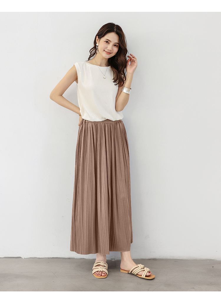 スカート　優雅な揺れ感 ロングプリーツスカート（ブルベ夏向け・ブルベ冬向け）