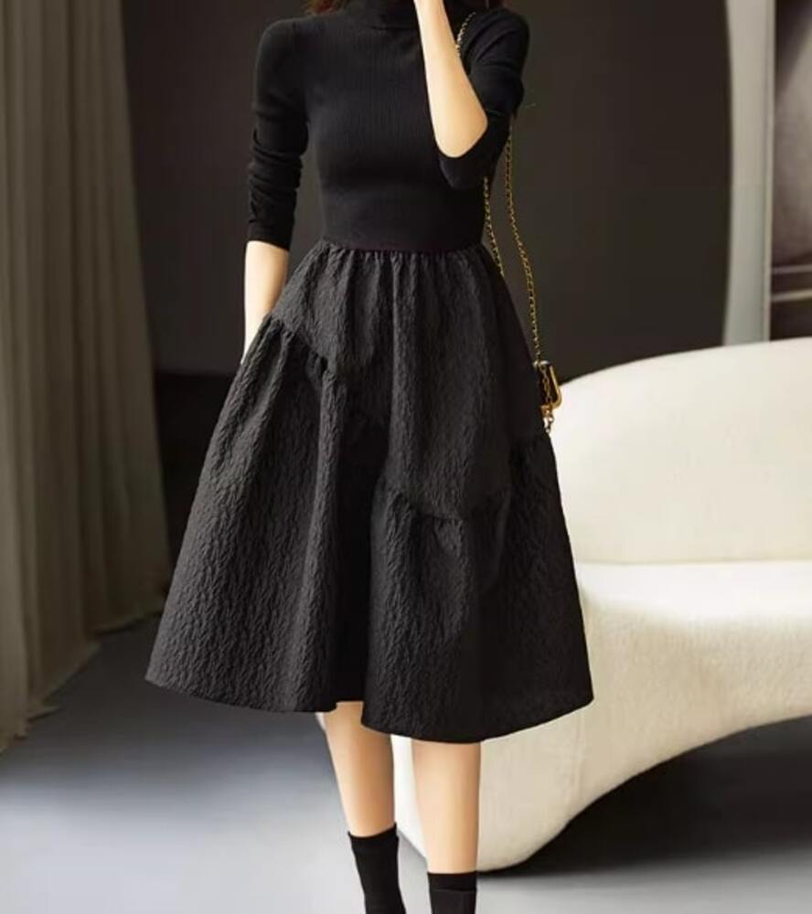 ブルベ冬服 ハイウェストニットワンピース