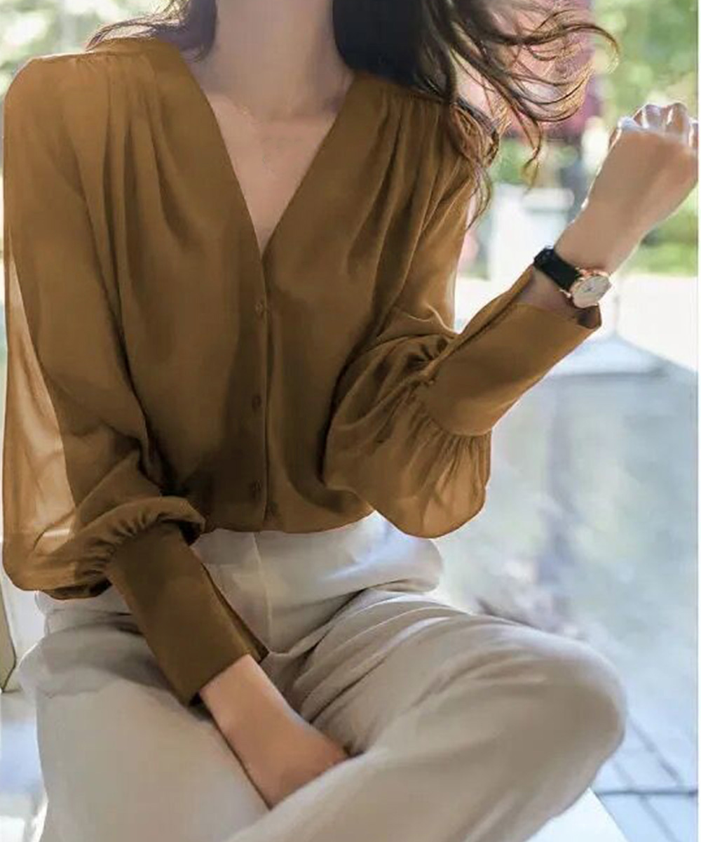 イエベ服　 シフォンブラウス 通勤きれいめ上品シャツ（イエベ春向け・イエベ秋向け）