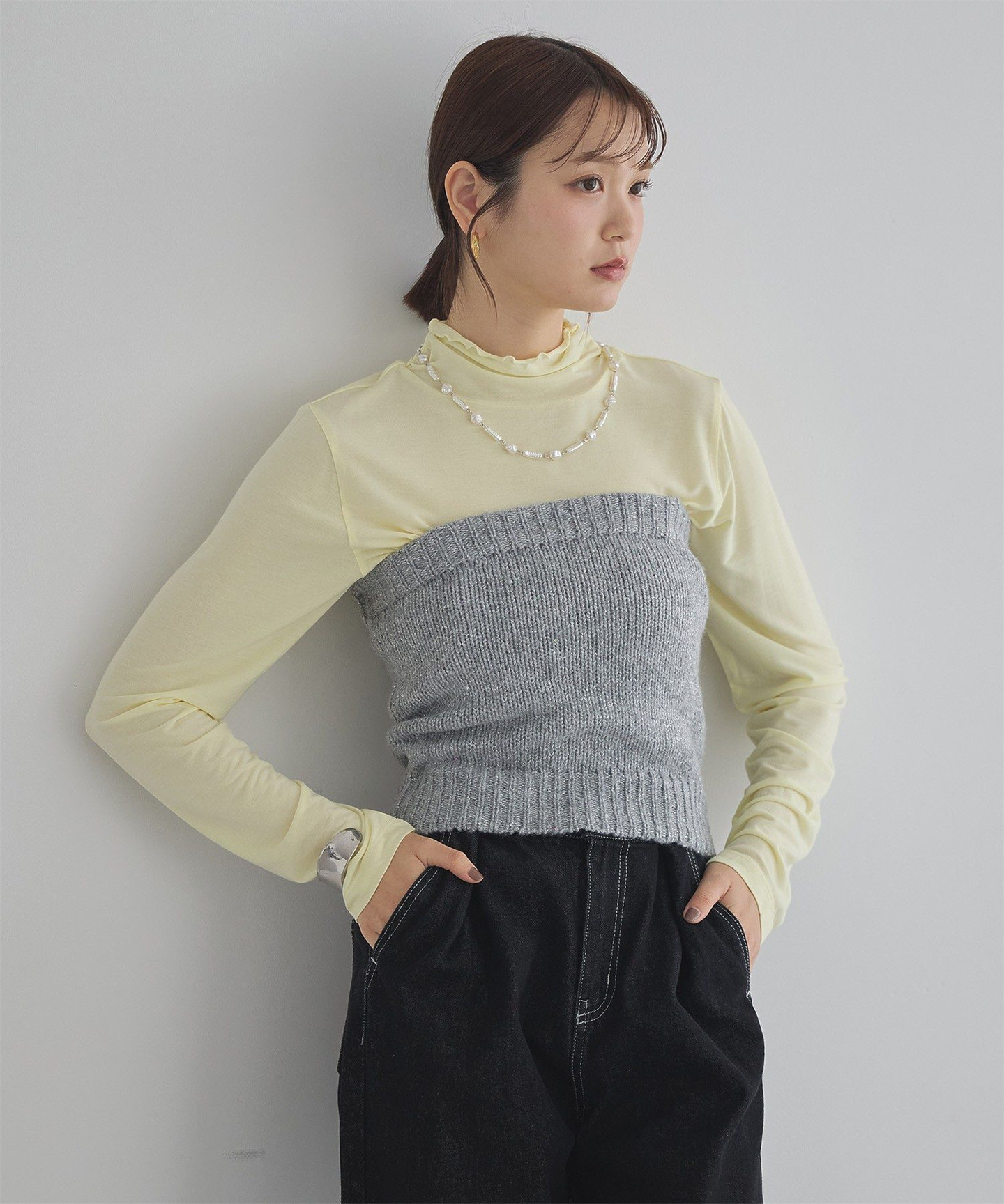 ブルベ夏/ブルベ冬服　スクエアネックニットアンサンブルセット