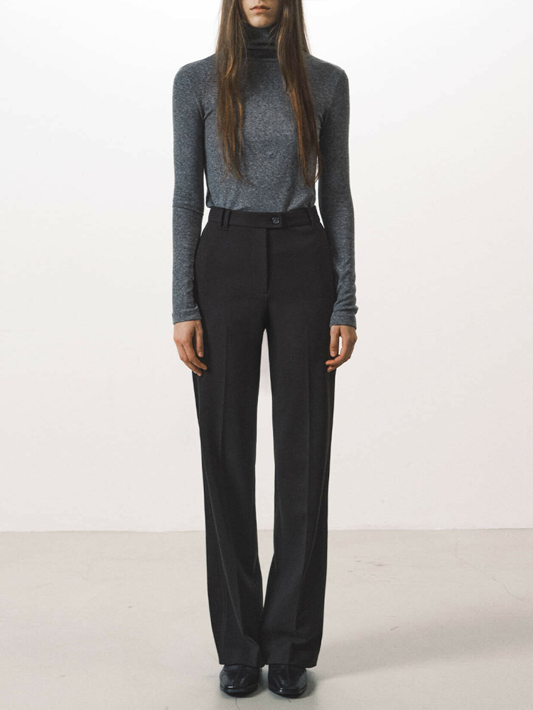 ブルベ冬服　上品な大人の直線美ハイウエストワイドパンツ