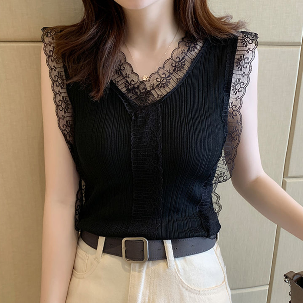 ブラウス　レース襟 リブキャミブラウス 上品シャツ（ブルベ夏向け・ブルべ冬向け）
