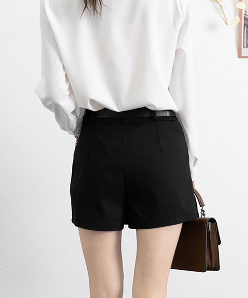 ブルベ服　チェーン付き タック ハイウエストパンツ（ブルベ冬向け）