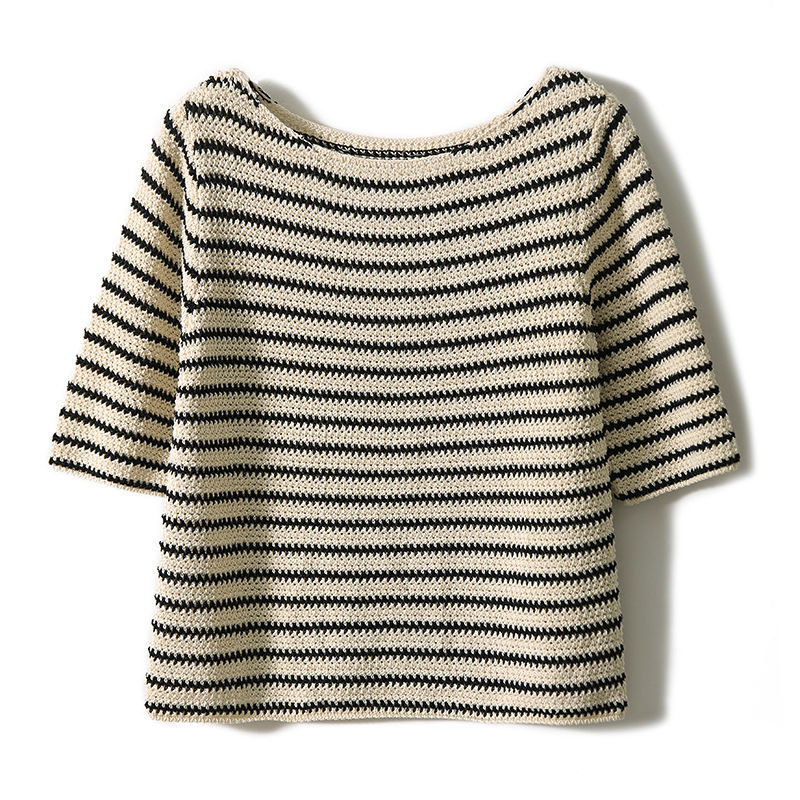 Tシャツ　クラシック横縞ニットトップス（ブルベ夏向け・ブルベ冬向け）