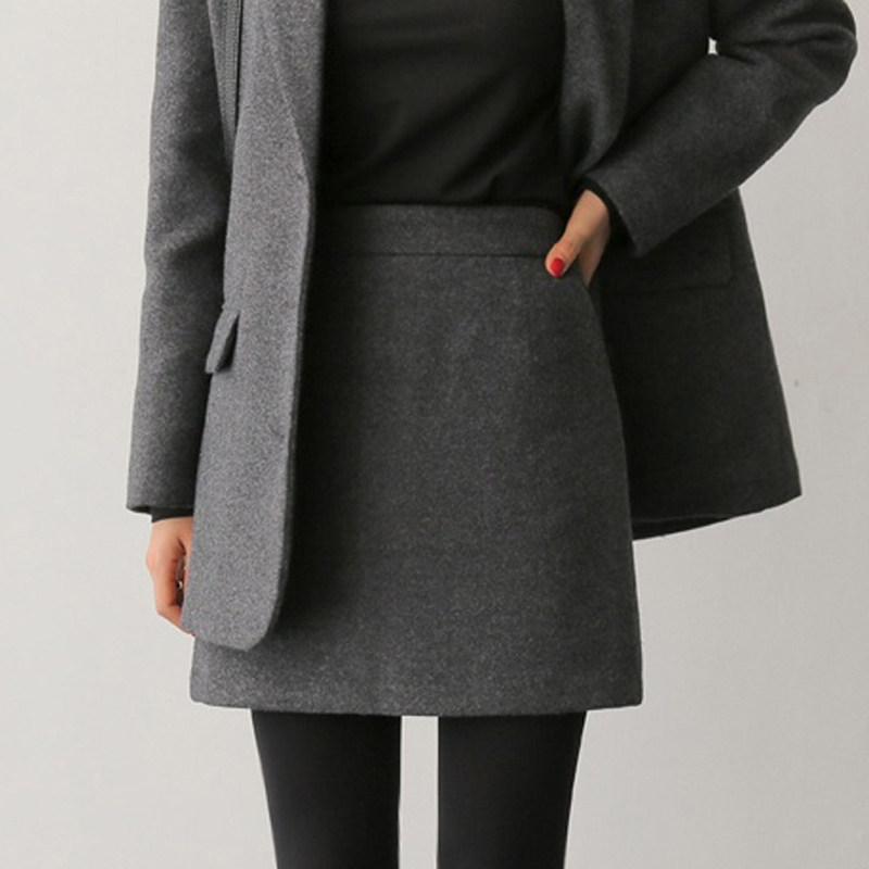 ブルベ夏/ブルベ冬服　上質ウール混紡台形ミニ丈スカート