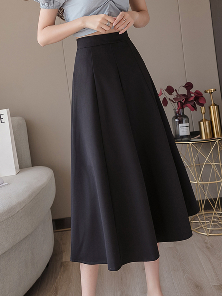 ブルベ夏/ブルベ冬服　上品な大人のふんわり広がる膝丈フレアスカート