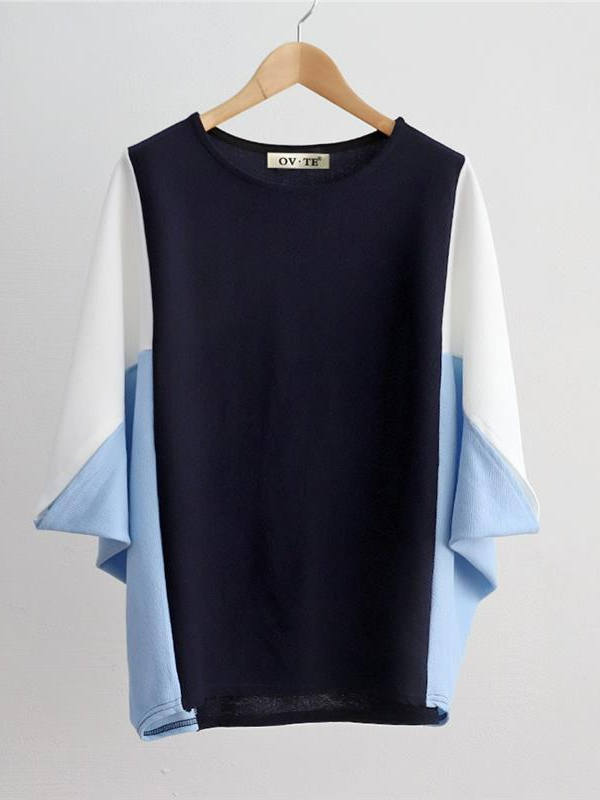 Tシャツ　優雅なバイカラーゆったりトップス（ブルベ夏向け・ブルベ冬向け）