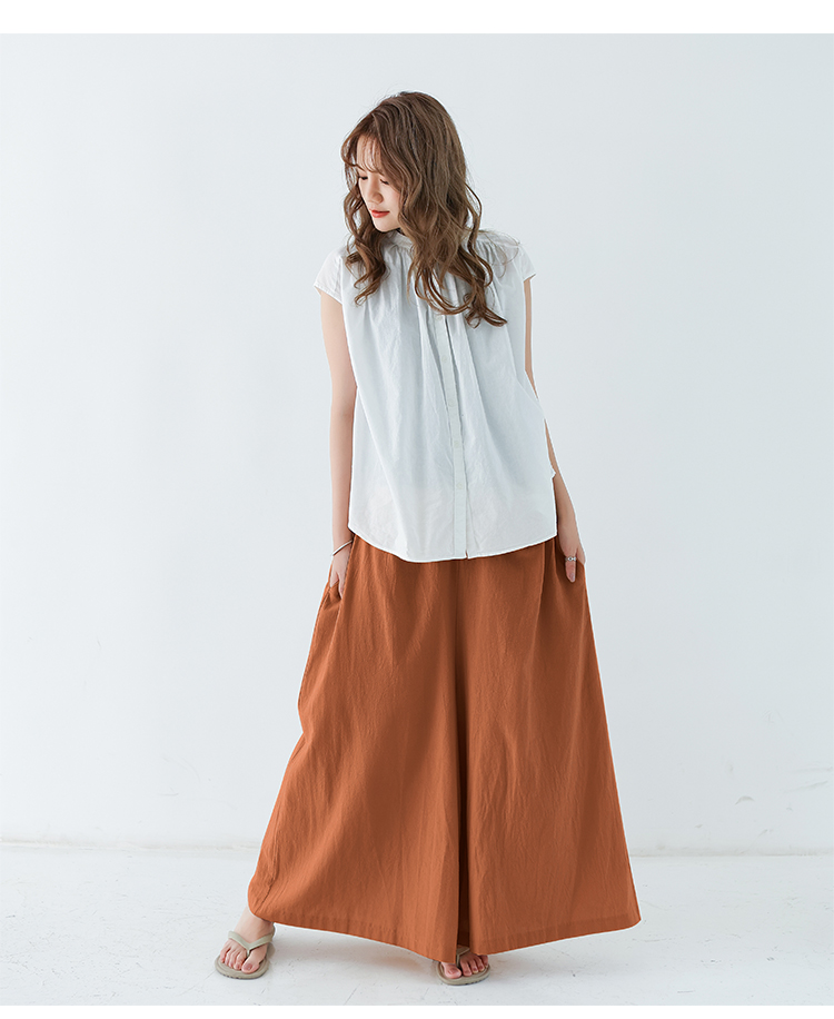 パンツ　ゆったり優雅な麻混フレアパンツ（ブルベ夏向け・ブルベ冬向け）