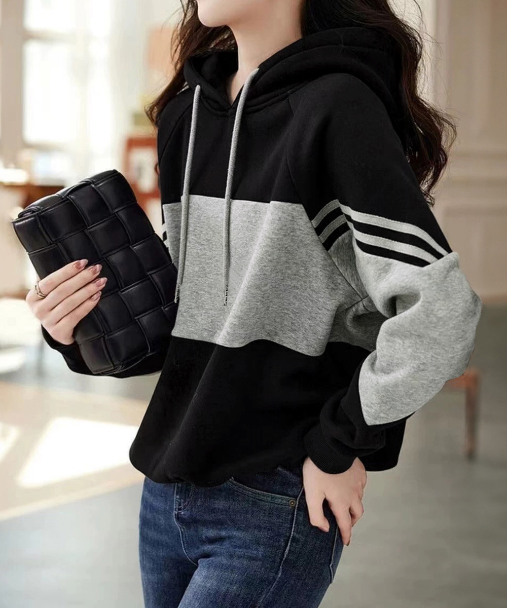 ブルベ冬服　配色切替パーカー レディース フード付きスウェット