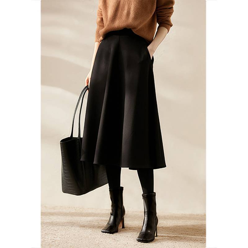 ブルベ冬服　上品フレア中丈スカート