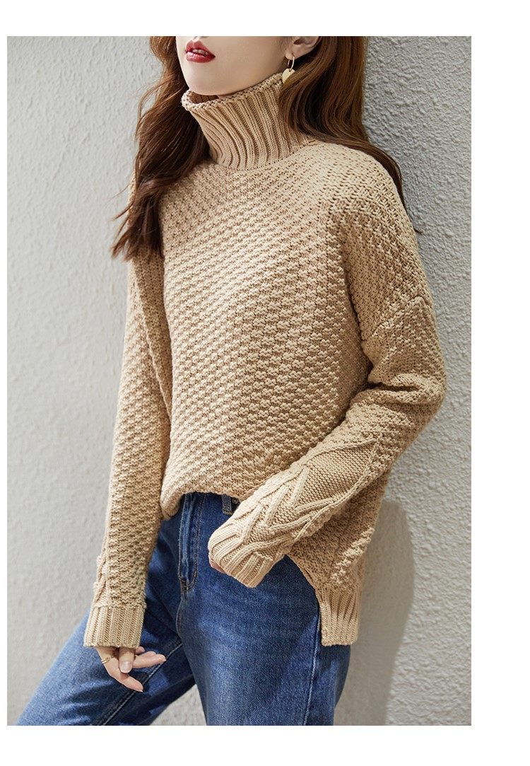 ブルベ夏/ブルベ冬服　立体編地タートルネックゆったりニット