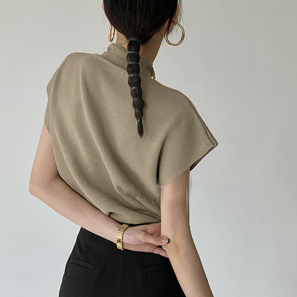ブルベ服　高品質サマーニット ハイネック フレンチスリーブ（ブルベ夏向け・ブルベ冬向け）
