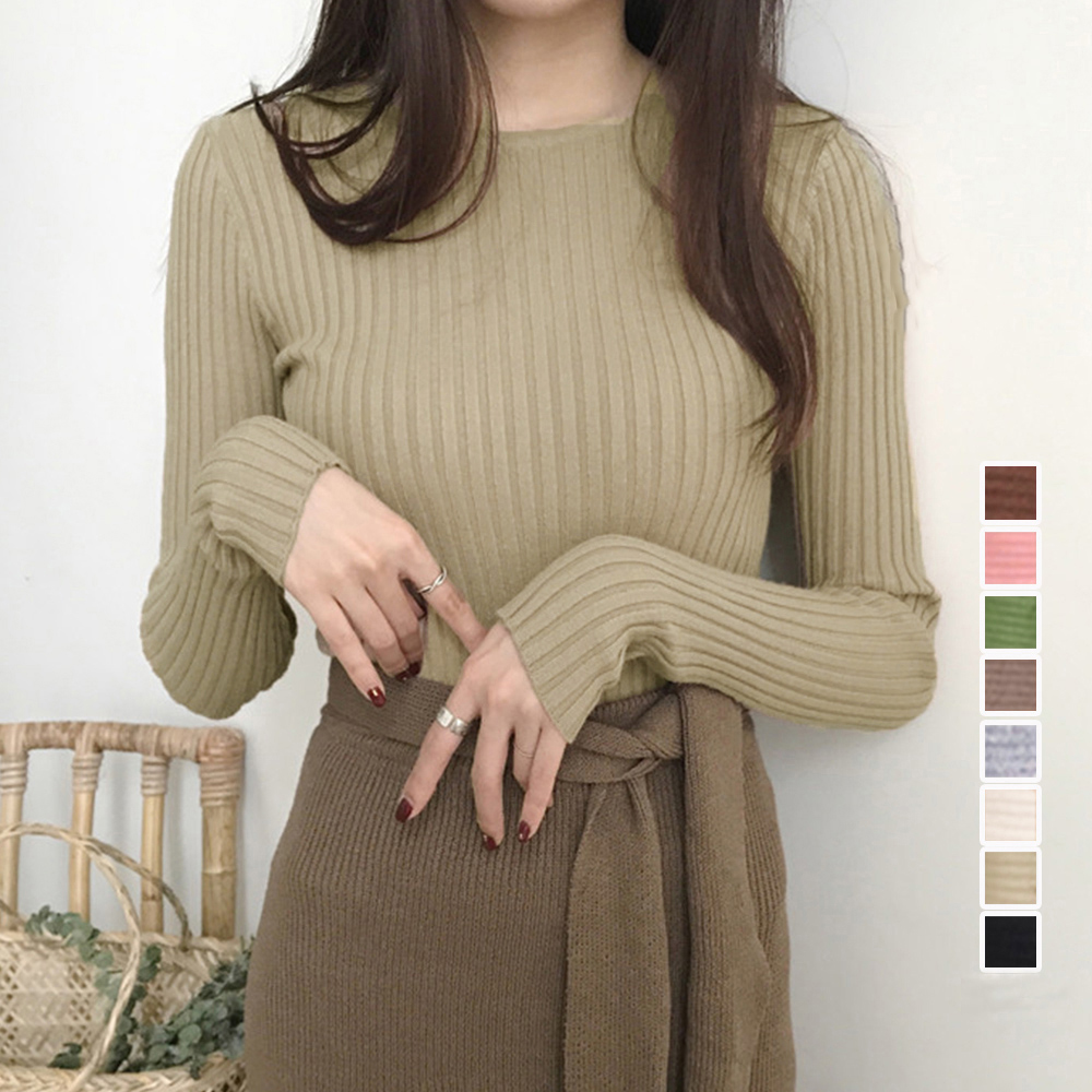 ブルベ服　リブニット長袖トップス レディース 秋冬ニット(ブルベ夏向け)
