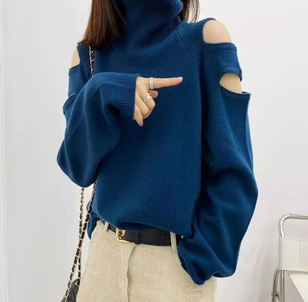 ブルベ冬服 ショルダーカットニットトップス