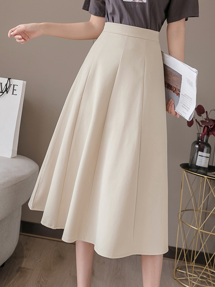 ブルベ夏/ブルベ冬服　上品な大人のふんわり広がる膝丈フレアスカート