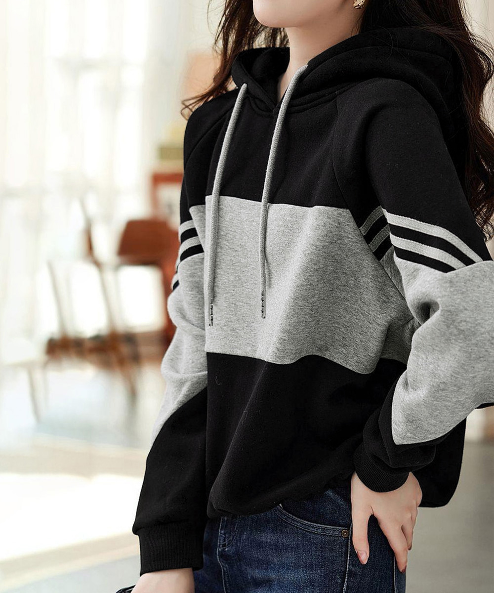 ブルベ冬服　配色切替パーカー レディース フード付きスウェット