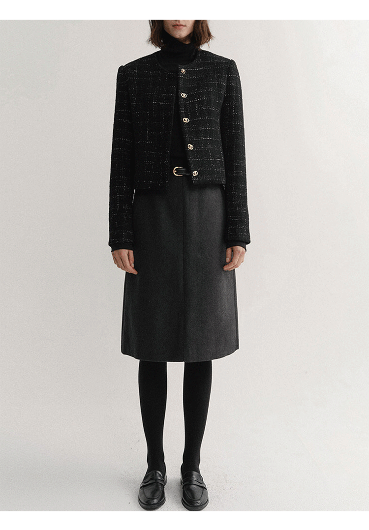 ブルベ夏/ブルベ冬服　ベルト付き台形膝丈スカート