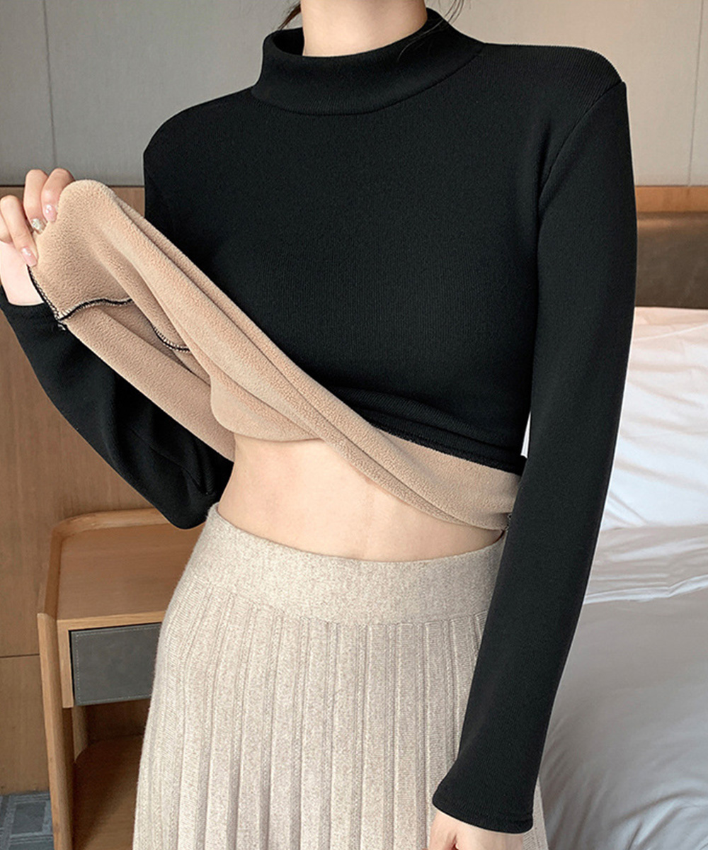 ブルベ服　裏起毛ニット長袖インナー保温カットソー（ブルベ夏向け・ブルベ冬向け）