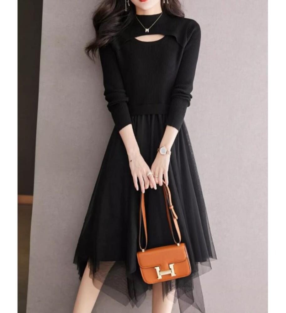 ブルベ冬服 胸開き フレアワンピース