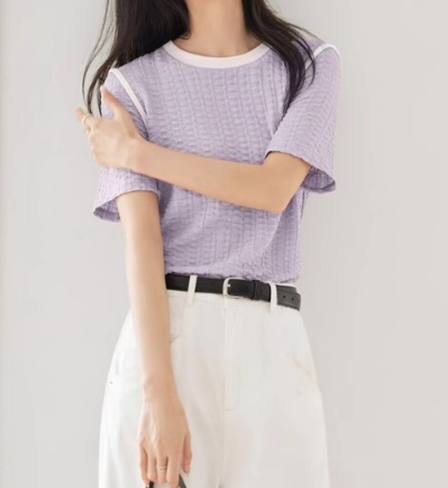 ブルベ夏/ブルベ冬服　一枚で決まる やわらか綿混 ラウンドネック 半袖Tシャツ