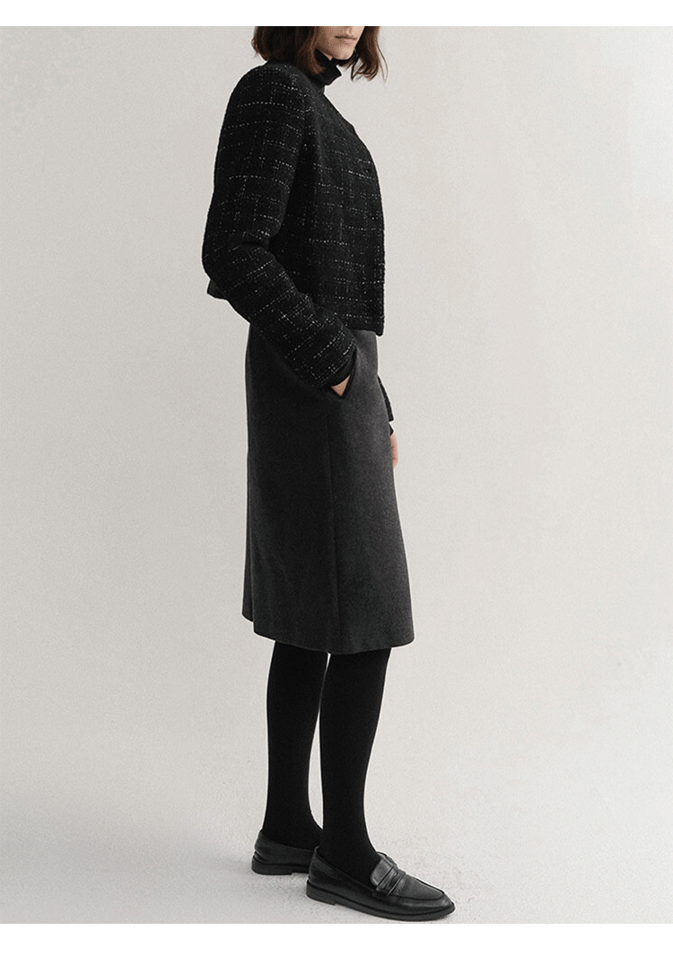 ブルベ夏/ブルベ冬服　ベルト付き台形膝丈スカート