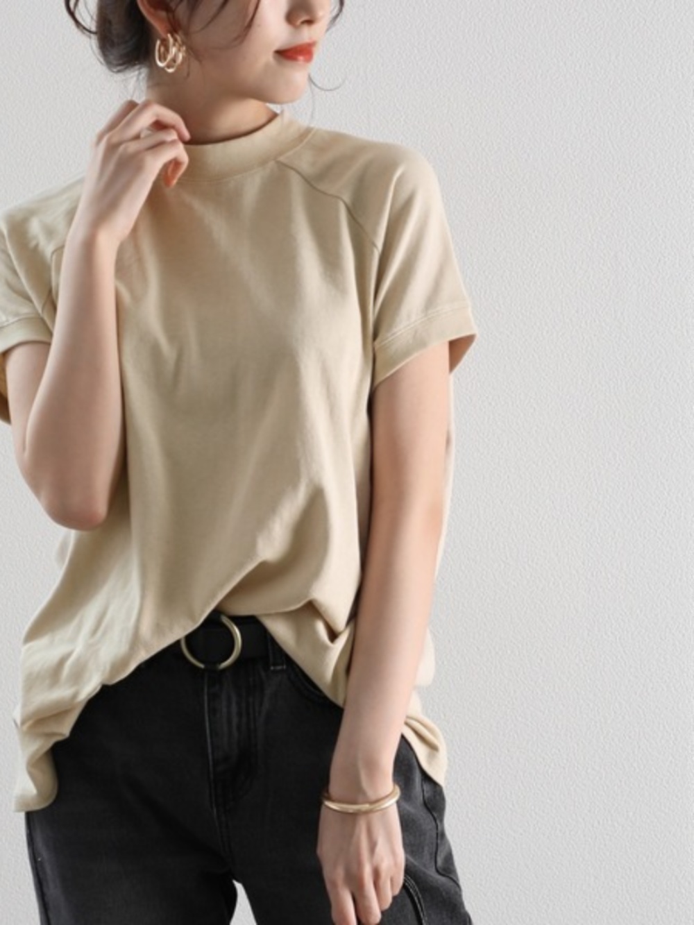 Tシャツ　洗練モックネックラグランスリーブ（ブルベ夏・ブルベ冬）