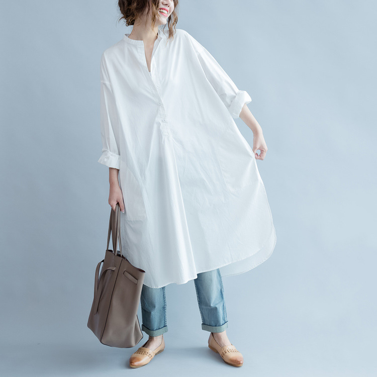 ブルベ服　清楚感溢れる白シャツワンピース（ブルベ夏向け・ブルベ冬向け）