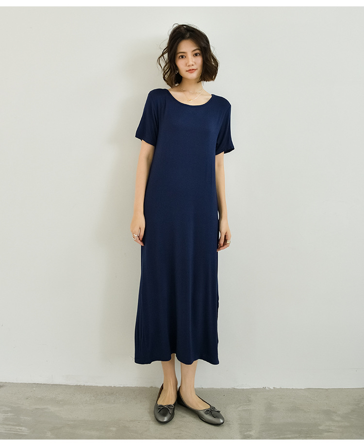 ワンピース　素肌に優しいロング丈Tワンピース（ブルベ夏向け・ブルベ冬向け）