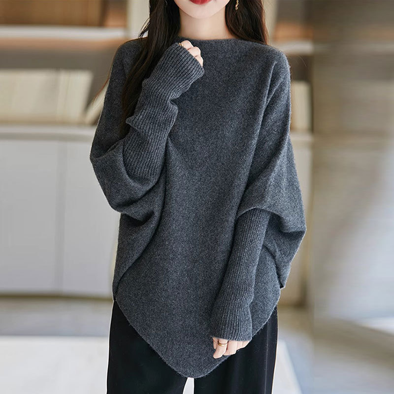 ブルベ夏/ブルベ冬服　袖口リブ切り替えゆったりオーバーサイズニット