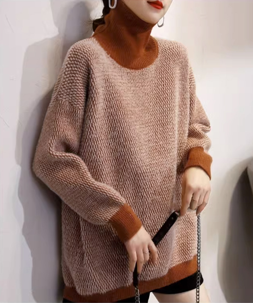 ブルベ服　レディース タートルネック ニット カーディガン 重ね着風（ブルベ夏向け・ブルベ冬向け）