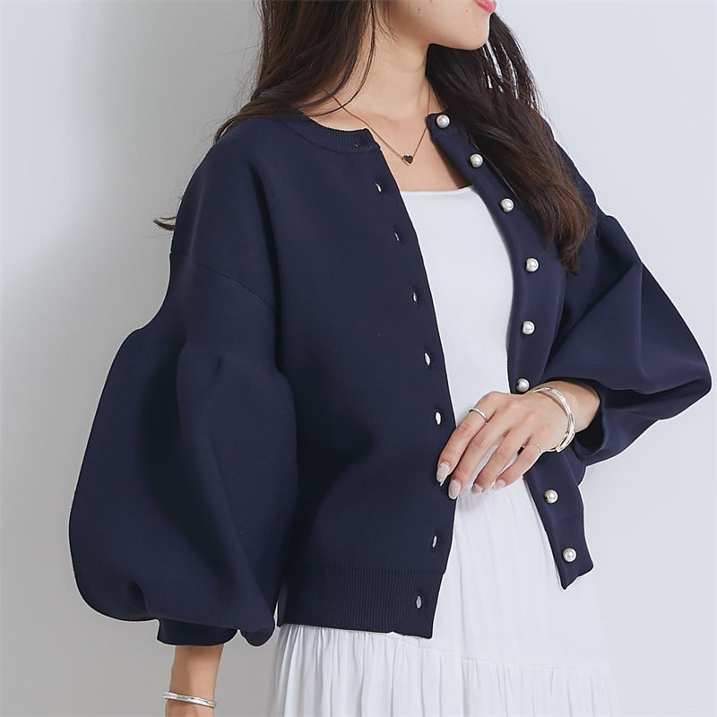 ブルベ服　ふんわり袖ニットカーディガン（ブルベ夏向け・ブルベ冬向け）