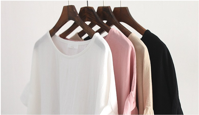 Tシャツ　フリル袖フォーマルデザインゆったりトップス（ブルベ夏向け・ブルベ冬向け）