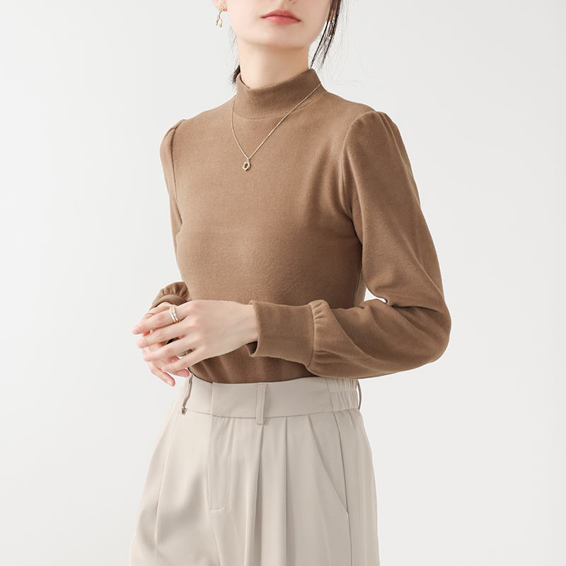 ブルベ夏/ブルベ冬服　発熱保温機能付きモックネック長袖ニットトップス