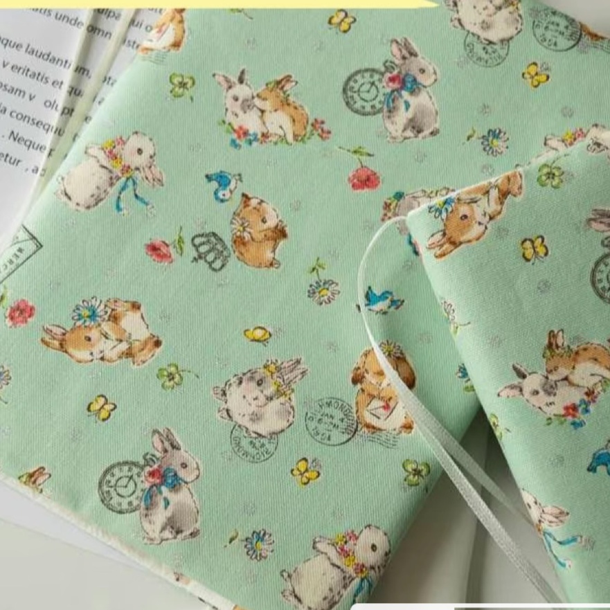 ～本を読む時間をさらに穏やかに～うさぎと小動物の春色ブックカバー A5（ビジネス書）A6（文庫本）対応 布
