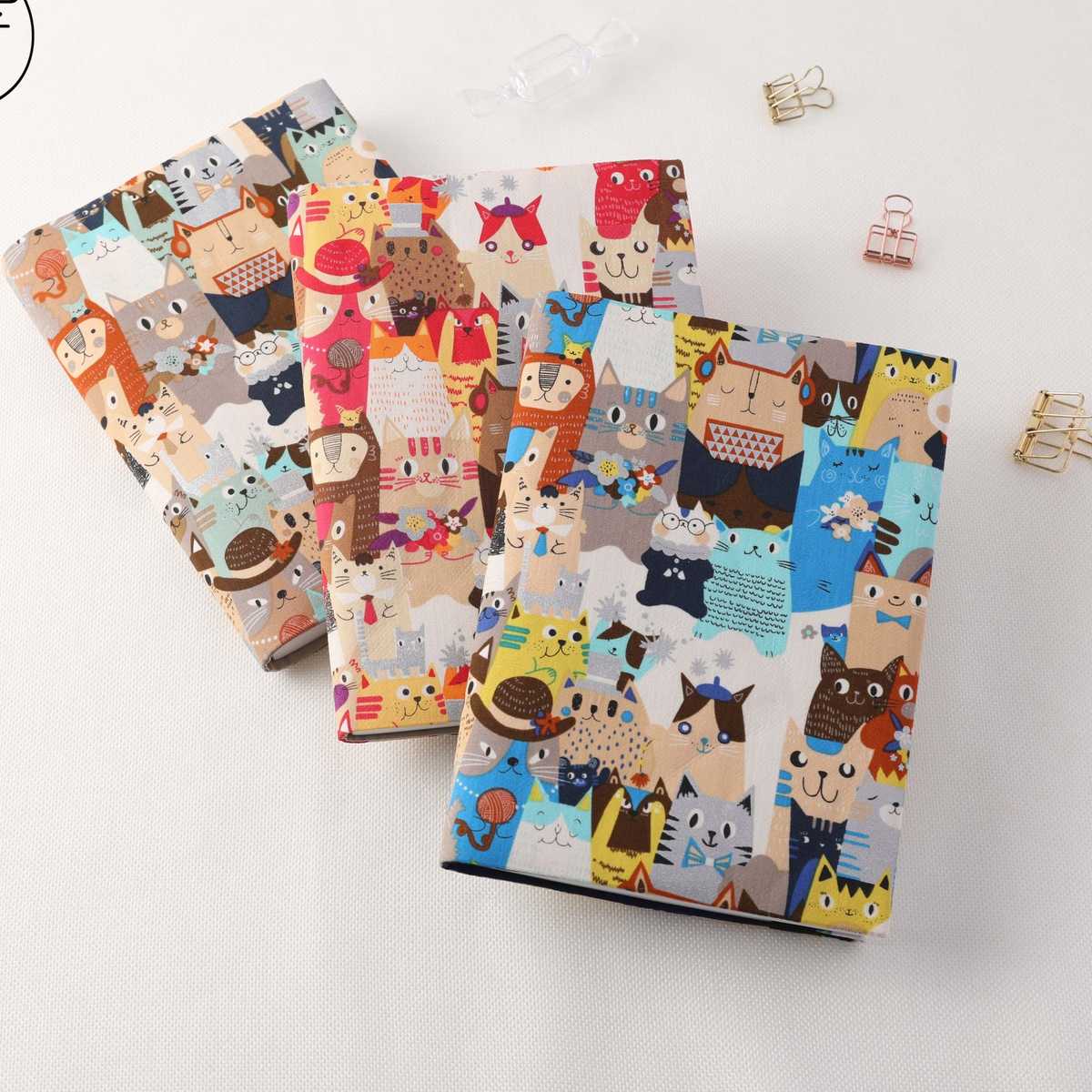 ブックカバー 猫づくし 布張りブックカバー