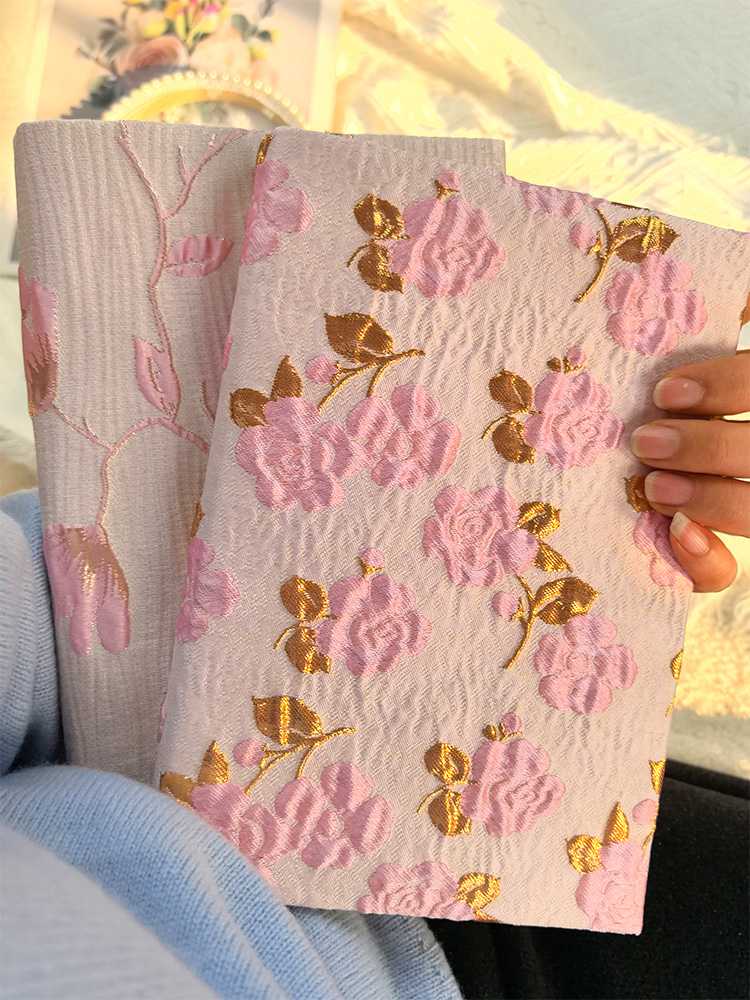 ブックカバー 花園刺繍革表紙