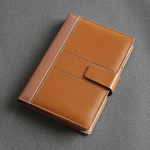 ブックカバー 本革ステッチデザイン留め具付ブックカバー