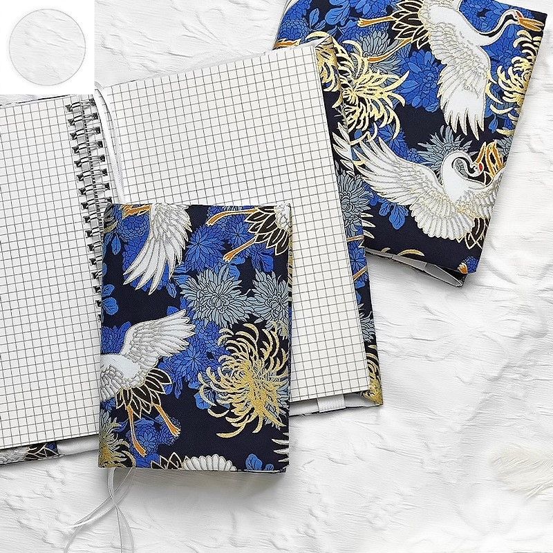 ブックカバー布製鶴と菊の和柄