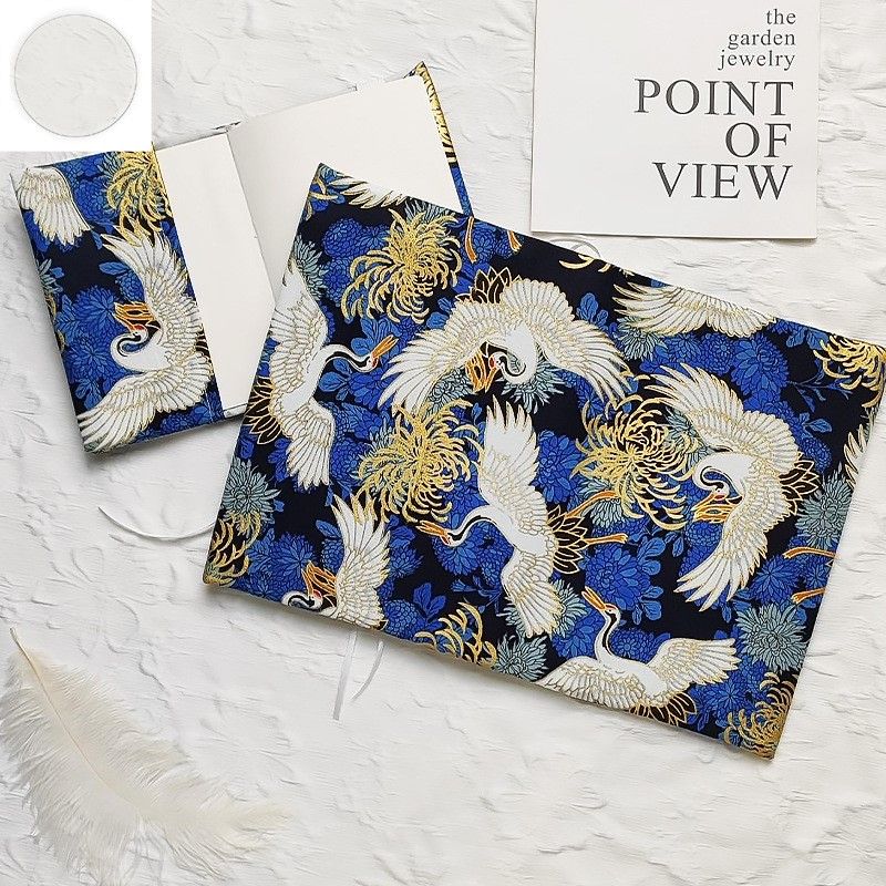 ブックカバー布製鶴と菊の和柄