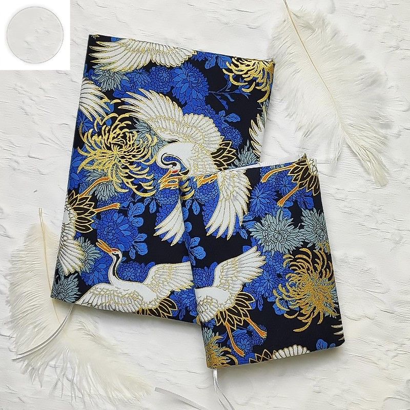 ブックカバー布製鶴と菊の和柄