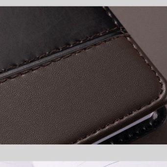 ブックカバー 配色切替ステッチ入り革製カバー