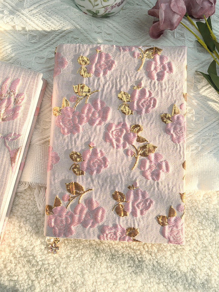 ブックカバー 花園刺繍革表紙