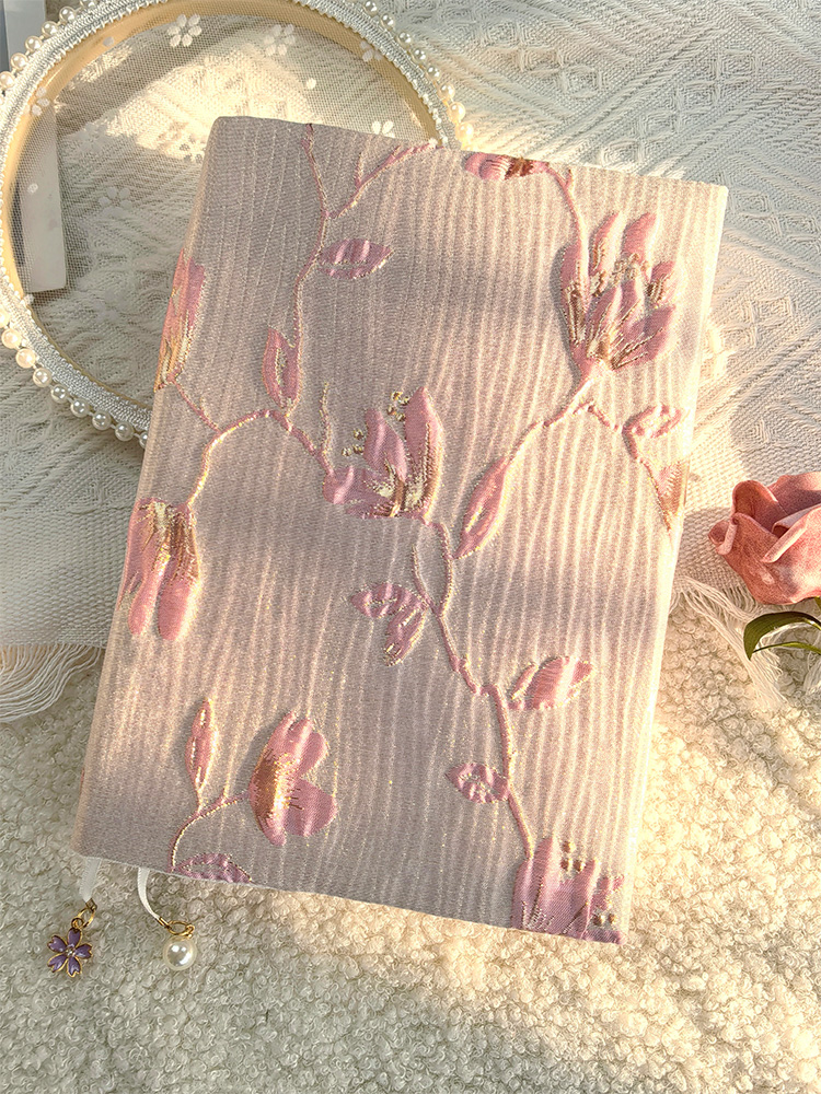 ブックカバー 花園刺繍革表紙