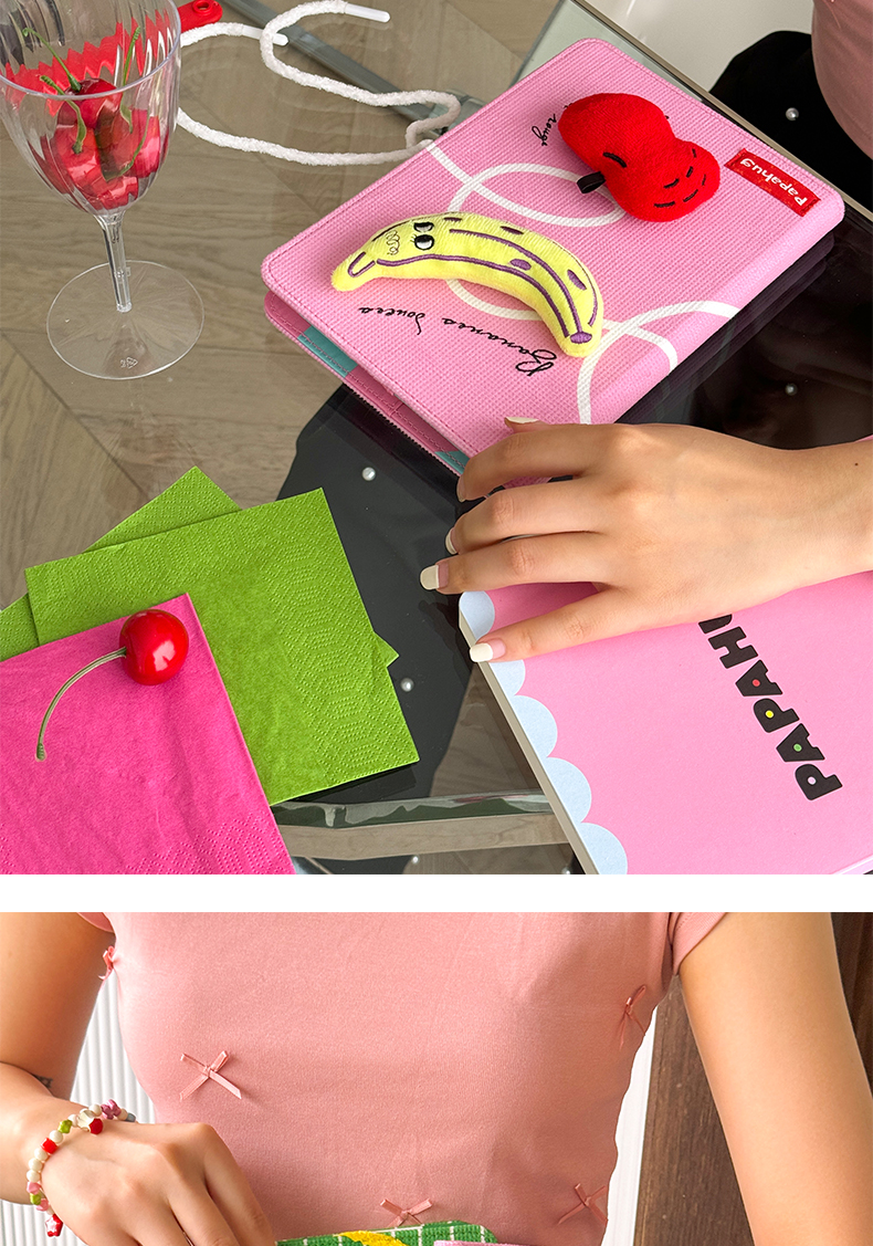 ブックカバー フルーツ刺繍の絵本ブックカバー