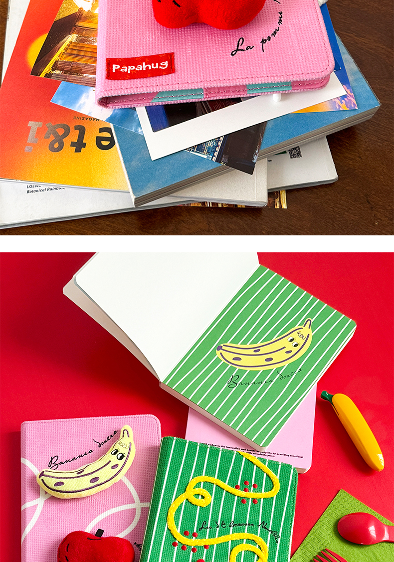 ブックカバー フルーツ刺繍の絵本ブックカバー